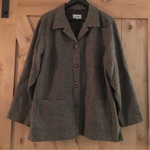 L.L. Bean Wool Blazer Jacket Brown Size 16 Made in USA